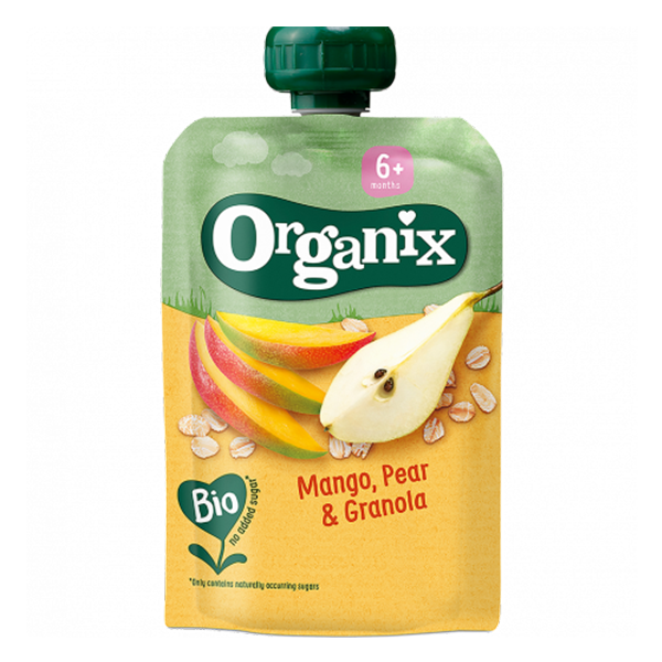 BIO ovocné pyré Mango Hruška Granola - Organix
