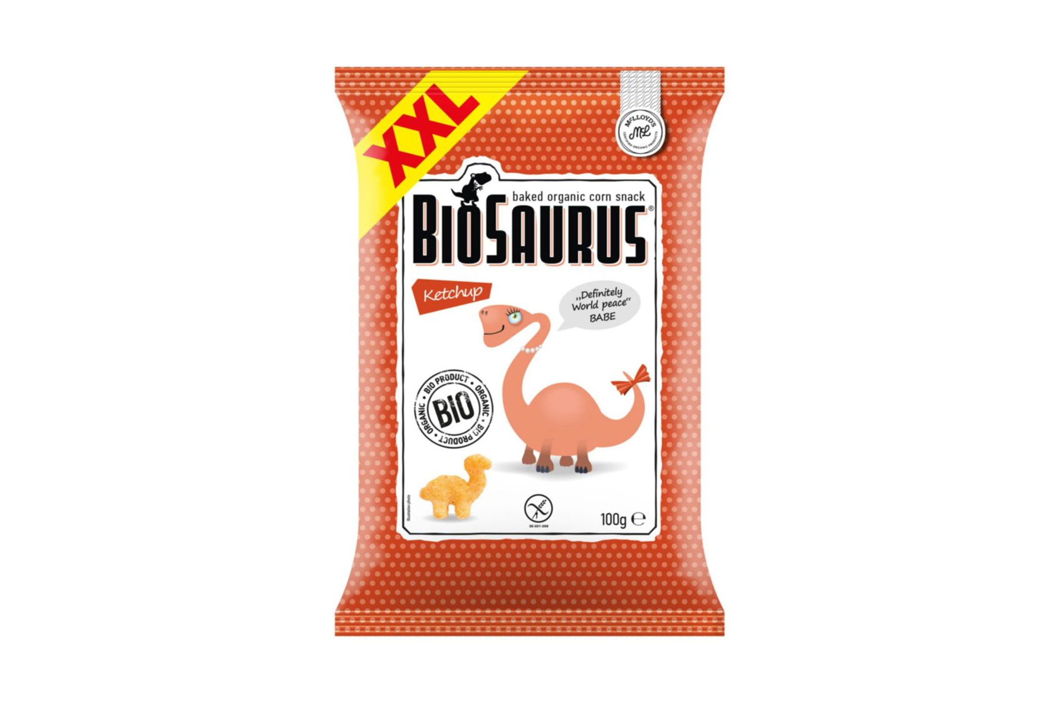 Biosaurus BIO kukuričné chrumky bez lepku kečup - McLloyds